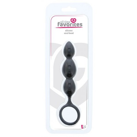 Черная анальная пробка-елочка SILICONE ANAL BEAD - 16,5 см.