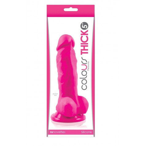 Розовый фаллоимитатор Pleasures Thick 5 Dildo - 18,3 см.