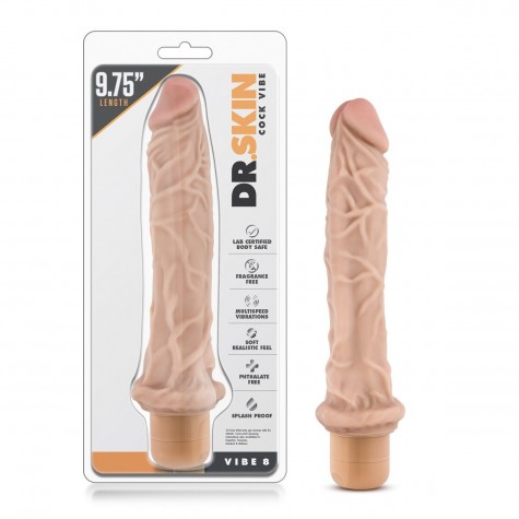 Телесный вибратор-реалистик Dr. Skin Cock Vibe 8 - 24,8 см.